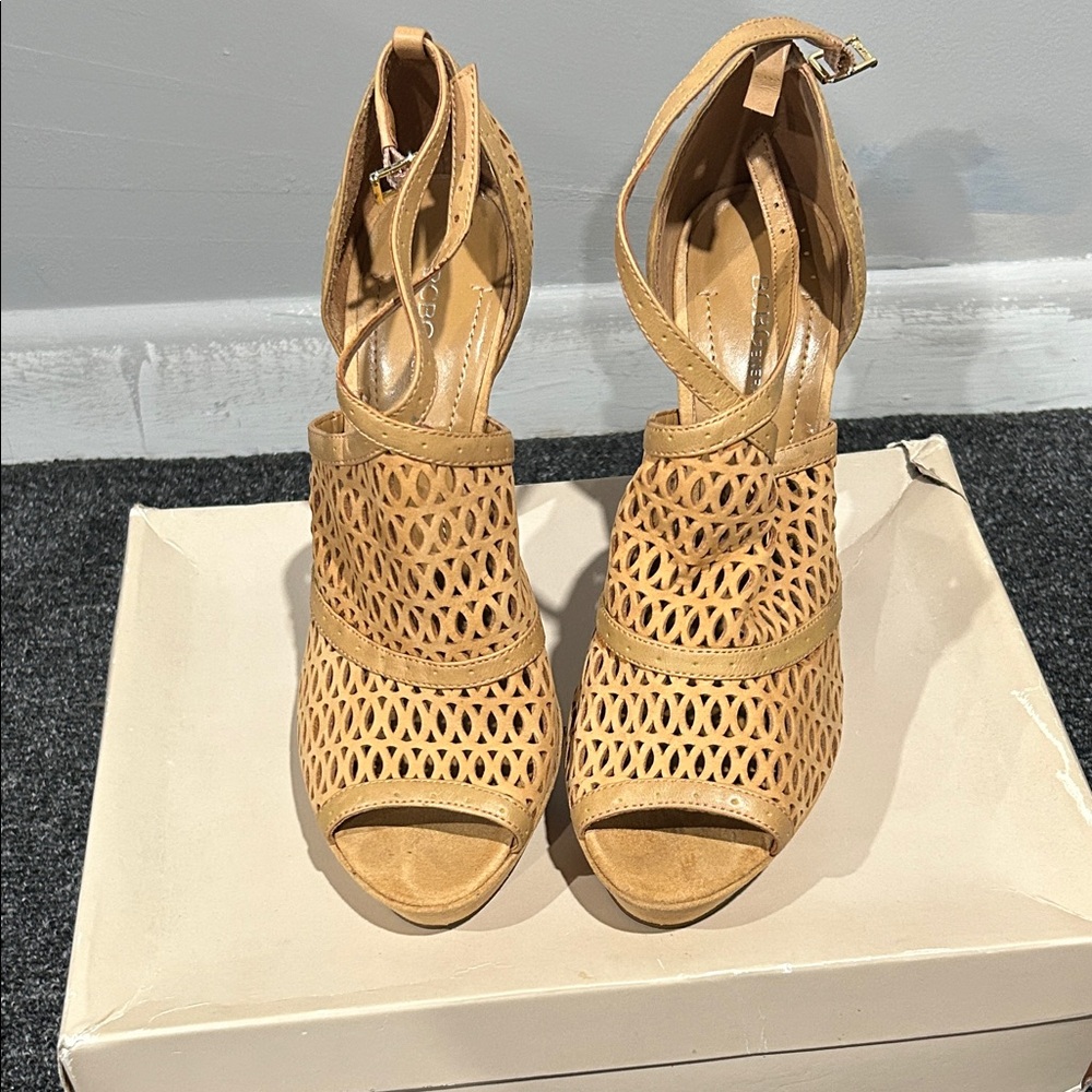 BCBGeneration Tan Cutout Heels
